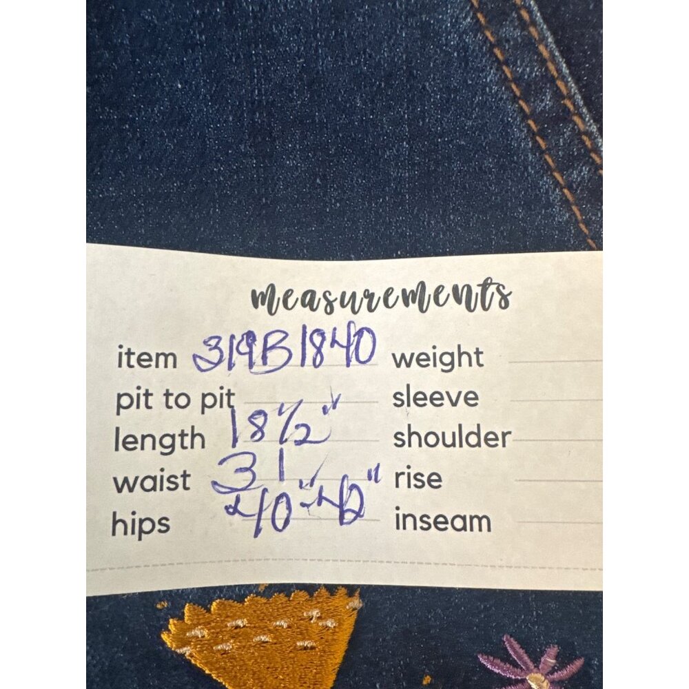 New ModCloth X Princess Highway 8 Denim Skirt W/ Floral & Cat Embroidery Blue - Picture 9 of 10